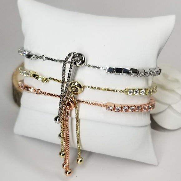 Bracelet / Anklet Pave CZ Diamond Slider NEW - Picture 6 of 11